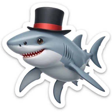 Shark with a top hat sticker