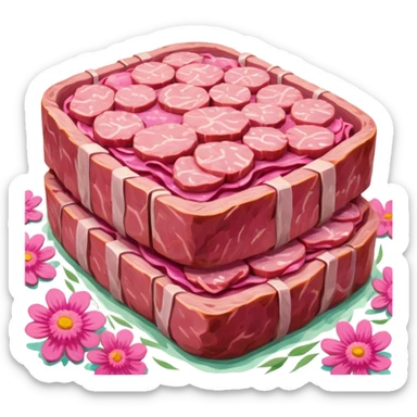 van gogh style pink SPAM  meat flowers landscape sticker
