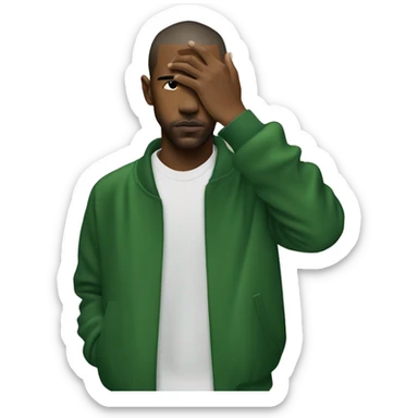 Frank ocean, green buzzcut, hand hiding face sticker