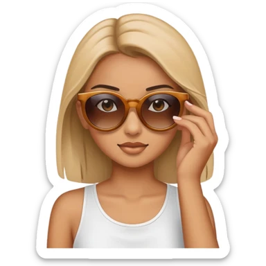 A girl pulling down sunglasses  sticker