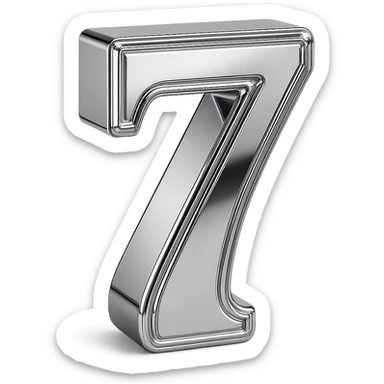 number 7 in chrome 3D emoji style sticker