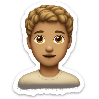 a emoji of a kid brown hear brown eyes light skin sticker