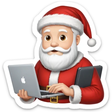 santa god with laptop, direct front sticker