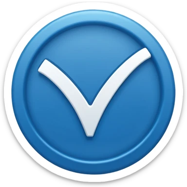a white check mark inside a solid blue circle or rounded square. sticker