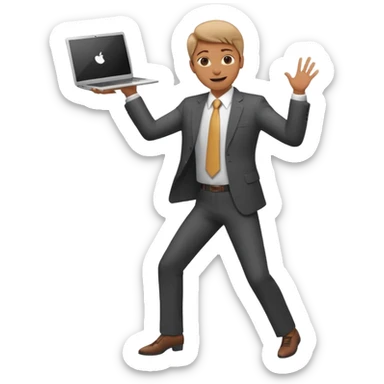 create a person emoji of Barcushake is the superpower name The mover & shaker who stays organised with a laptop dancing sticker