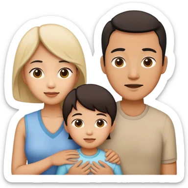 Asian Family with mom dad son and daughter sticker