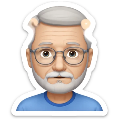 Create me an emoji of an old man. Gray short size hair. Gray beard. Glasses. Blue eyes sticker