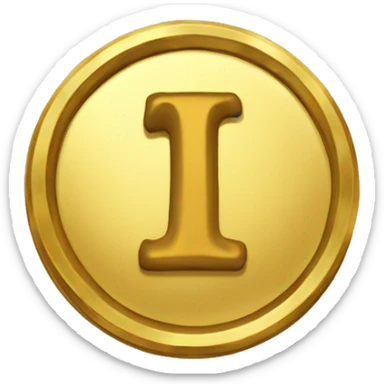 i letter gold coin sticker