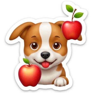 Dog suck Apple  sticker