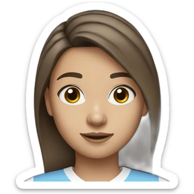 girl with short wavey brown hair and eyes wearing Manchester City football shirt sticker