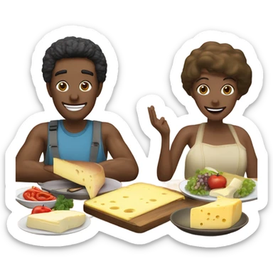 Raclette en amoureux autour d’une table sticker