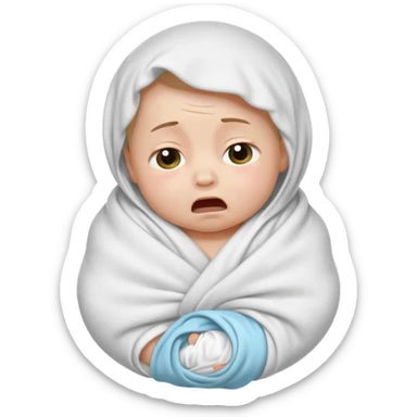 a swaddled baby crying sticker