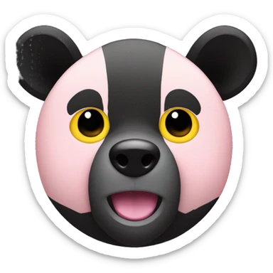 black bear with one yellow eye and a light pink tummy sticker