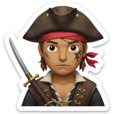 Pirate with two swords in two hands sticker