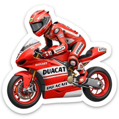 Un emoji de moto gp dé Ducati Marc Márquez pero con la moto  sticker