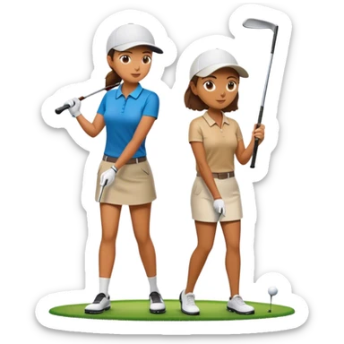 Golf people , female center, male side sticker