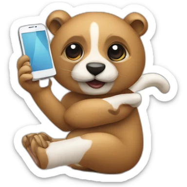 animal addicted to phone sticker