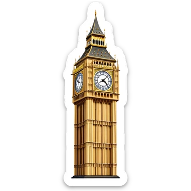 Cinematic Realistic Big Ben Landmark Emoji, showcasing the historic clock tower in exquisite detail rendered with dynamic lighting and rich textures that highlight its timeless grandeur. sticker