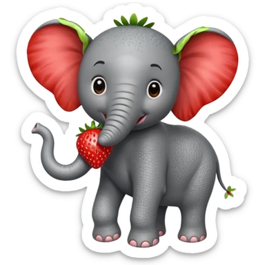 Red Strawberry elephant  sticker