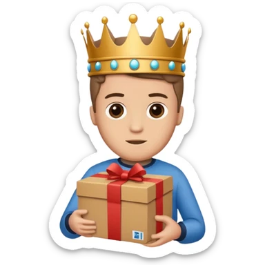 King Alexander hold carton box gift sticker