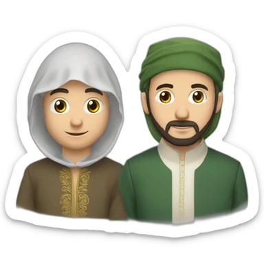 deux frères musulman un a côté de l’autre juste leur tête  sticker