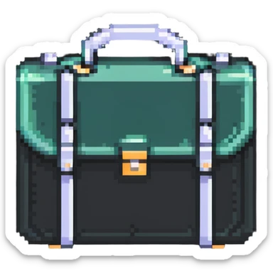 business briefcase with corporate documents sticker