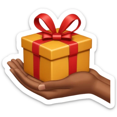 hand extending a gift, apple emoji style, simple, clear, no text sticker