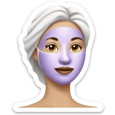 Lady with pastel Purple face mask spa beauty full face relaxing sticker