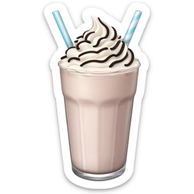 Oreo milkshake emoji, soft shading, rounded shape, pastel style sticker