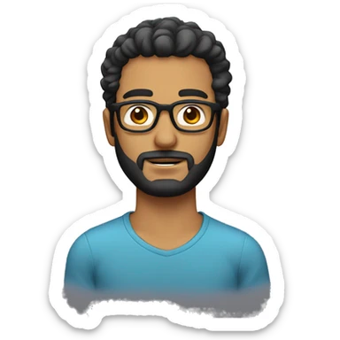 Persona, hombre, 33 años, lentes con marco negro, cabello corto, ojos marrones, barba de 3 dias sticker