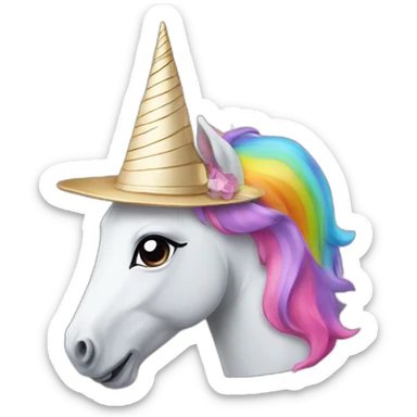 hat on unicorn sticker