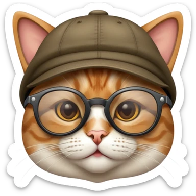 Cat with top gear and sunglasses and spectacle  sticker