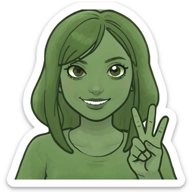 girl throwing the peace sign sticker