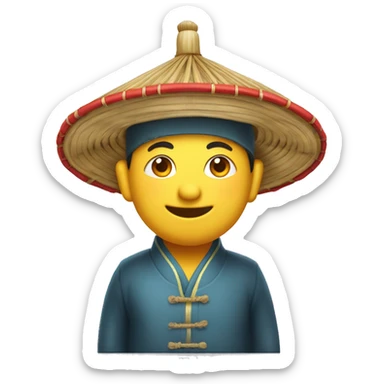 chinois avec un chapeau traditionnel sur la tête  sticker