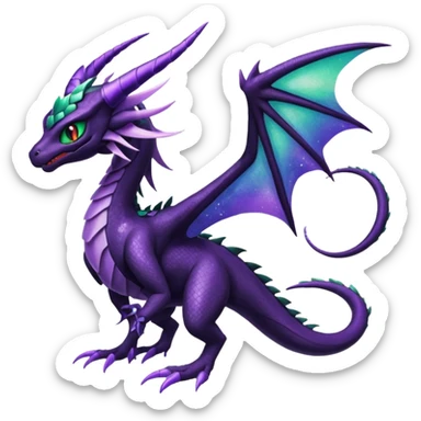 Void-Black Star-Dusted Night-Shimmered Cosmic-Winged Draconic Noivern-Rayquaza-Lunala creature (full body) sticker