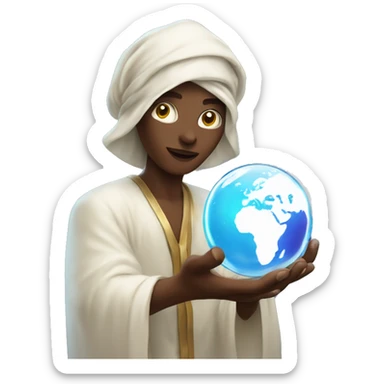 Fortune teller holding a crystal ball with the earth inside it sticker