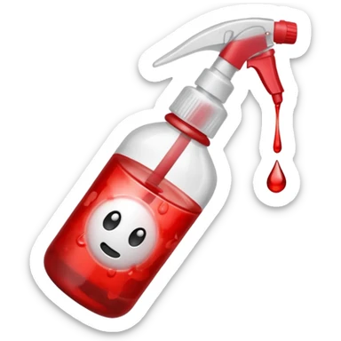a spray bottle spritzing onto a burn wound. sticker