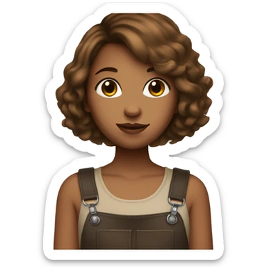 A girl with brown bob haircut, she paint sticker