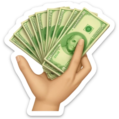 a emoji holding money like this emoji 😀 with a hand holding this 💵 sticker