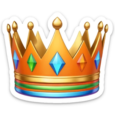 orange 3d crown with rainbow inlay sticker