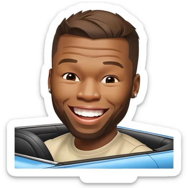 50 cent laughing in convertible  sticker