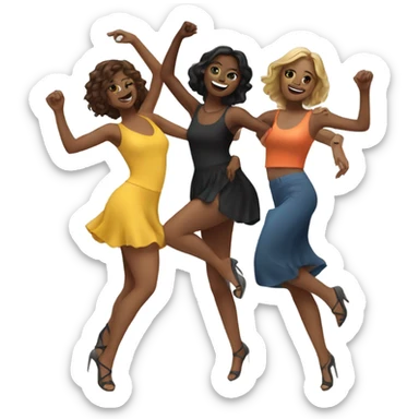 Four girls dancing at the club  sticker