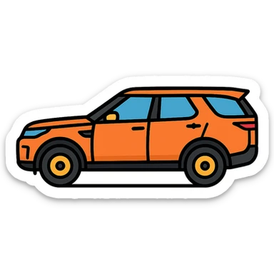 Land Rover Discovery 5 side view facing left, simple and recognizable icon style, clean lines, no background sticker