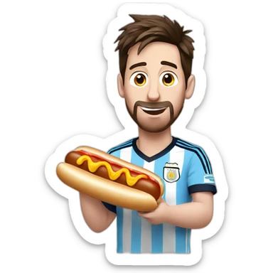 messi eating a hot dog in an argentinian shirt sticker