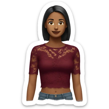 Burgundy lace top  sticker