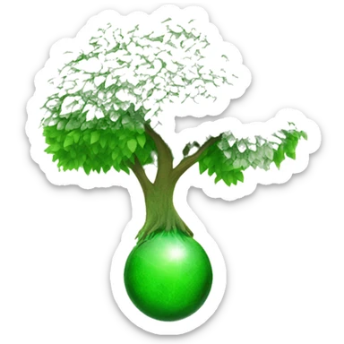 Green Tree with Green Heart. Planet and Sustainable energy sticker