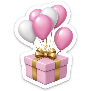 Please make light pink and white balloons, several of them, and tie them to a gift. sticker
