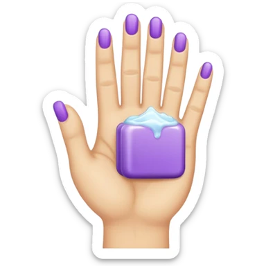 purple four finger hand with soap sticker