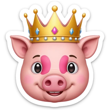 Un emoji de un cerdito con corona sticker