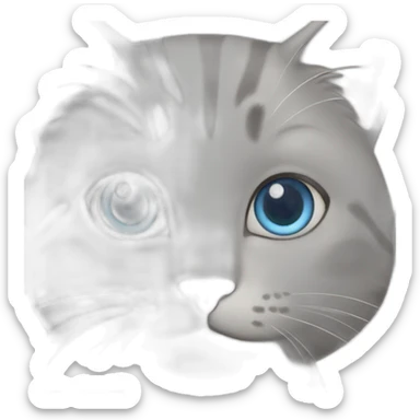 gray female cat blue eyes sticker